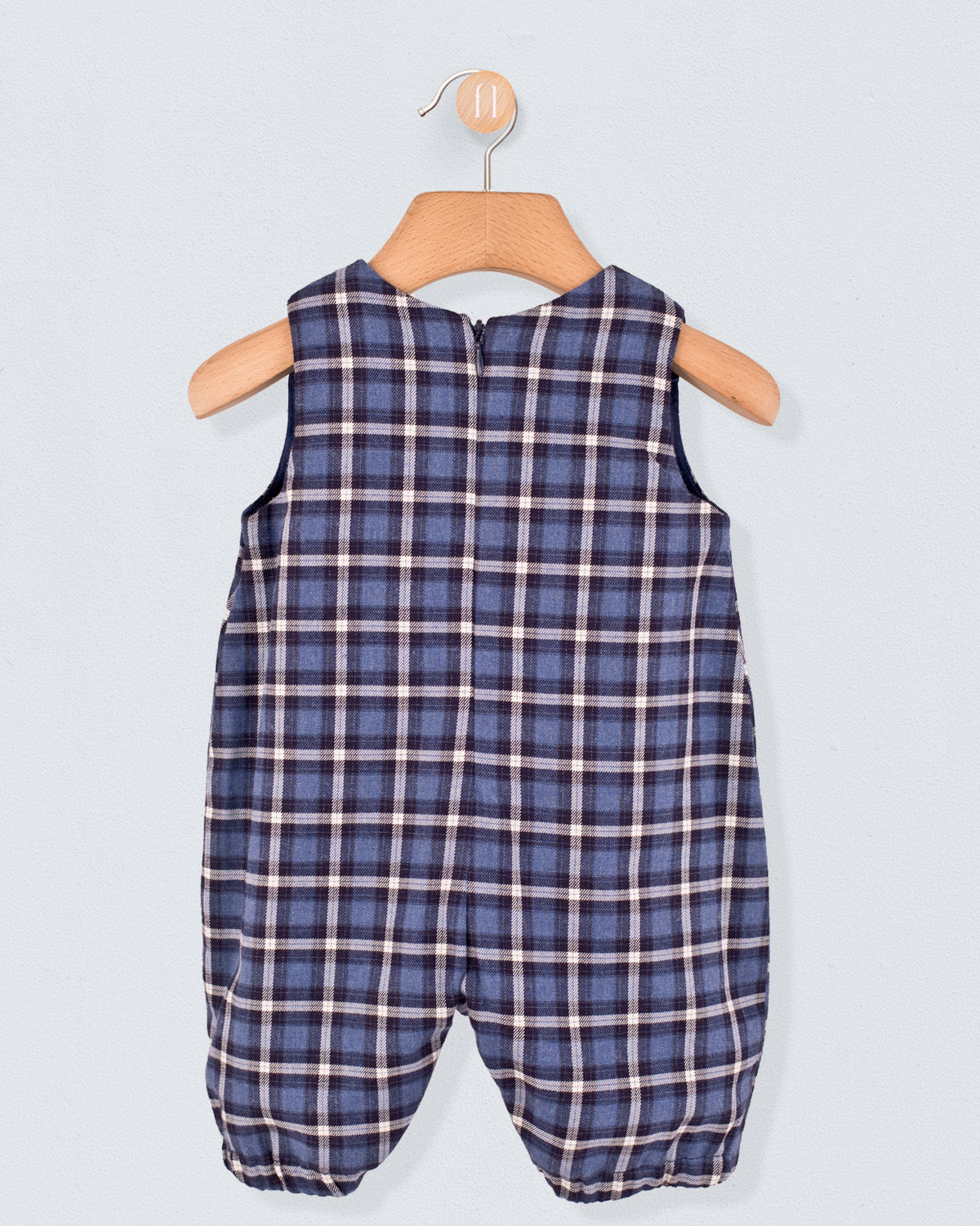 Harry Italian Navy Plaid Flannel Romper